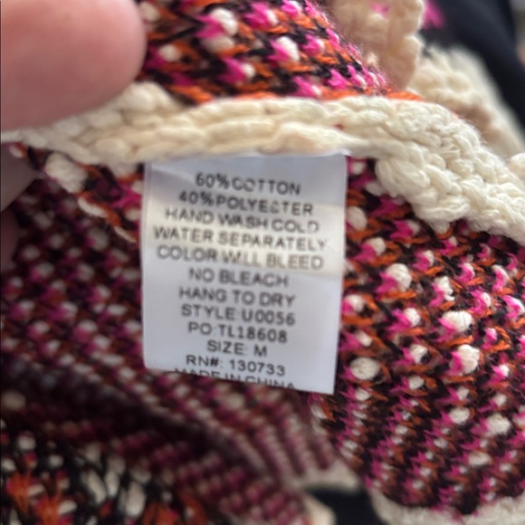 Umgee Knit Cardigan - Cream, Black, and Pink medium - Picture 9 of 9